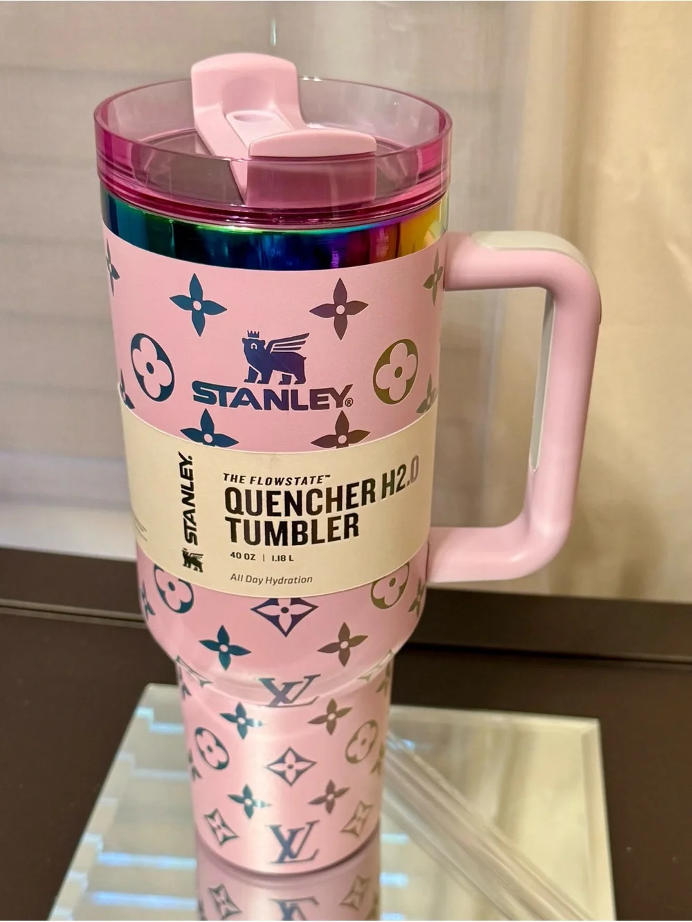New Stanley Light Purple Tumbler with Iridescent Monogram Accents - Picture 6 of 7